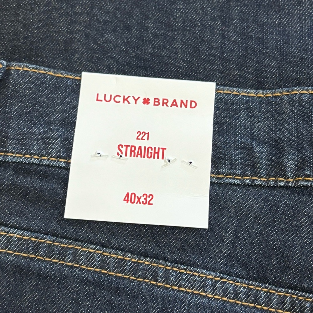 NWT Lucky Brand 221 Straight Blue Jeans Barite Dark Wash Whiskered 40x32 - Picture 7 of 12